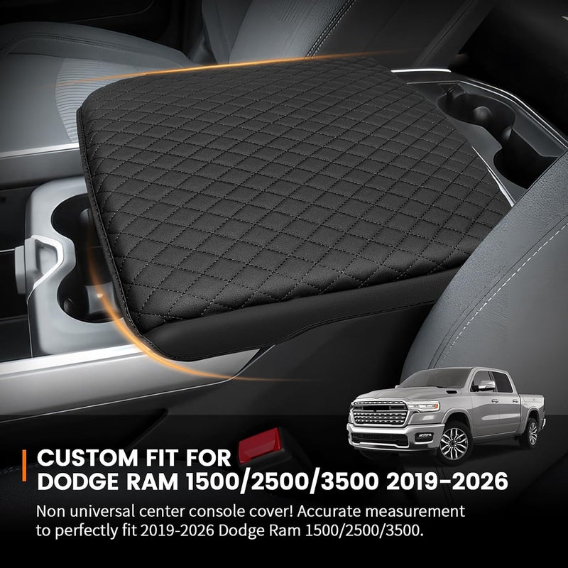 Rilsen Custom for Center Console Cover 2019-2024 2025 2026 Dodge Ram 1500/2500/3500 Armrest Cover Accessories PU Leather Armrest Seat Box Cover Protector (Bucket Seat Only) - Image 2